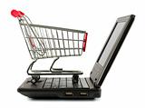Shopping cart over a laptop