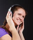 smiling girl in the headphones