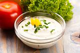 Delicious cream cheese with chives and vegetables