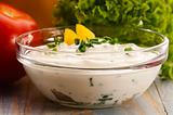 Delicious cream cheese with chives and vegetables