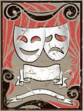 Abstract vintage background with theater masks