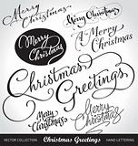 christmas greetings hand lettering set (vector)