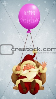 Santa Claus fly With a Balloon