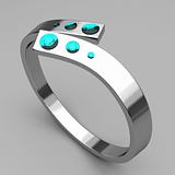 Silver ring with turquoise diamonds
