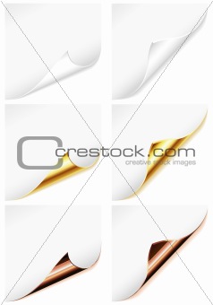 Collection Blank Sheet of Paper with Curved Corner