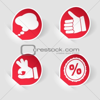 Collect Sticker with Hand, Speech Bubble and Stamp Icon