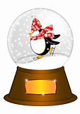 Water Snow Globe with Penguin Ice Skating Illustration