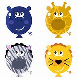 Cute animal balloon faces set isolated on white