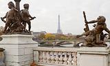 Eiffel Tower Through Statues