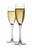 Two glasses of champagne. Isolated on white