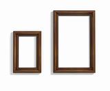 Interior render of three wood frames hanging on the wall 