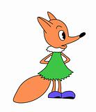 vector drawing of the small fox on white background