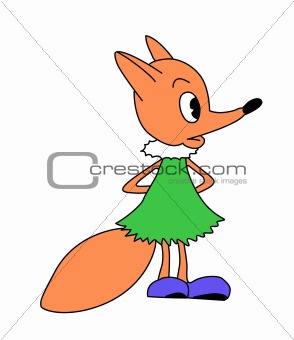 vector drawing of the small fox on white background