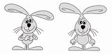 vector drawing hare on white background