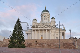 Helsinki. Senate Square at dawn before  Christmas 