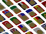 3D SIM cards represented as flags of different countries
