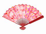 Chinese Fan with Cherry Blossom Flowers