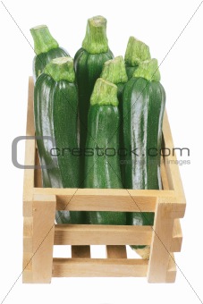 Zucchini in Wooden Box