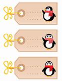 Cute christmas Penguin tags isolated on white ( retro )