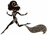 Silhouette of a running woman