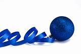 New Year's dark blue sphere with a ribbon