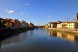 View of Ponte Vecchio and river Arno in Florence