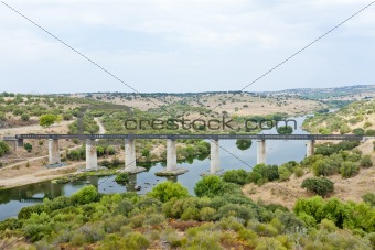 railway viaduct Guadiana River near Serpa, Alentejo, Portugal