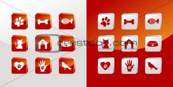 Pet care icons set