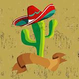 Mexican food cactus with banner