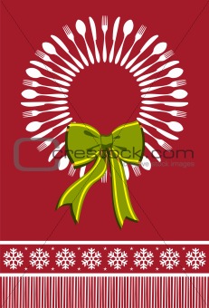 Cutlery wreath christmas background