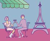 Couple in Paris drinking