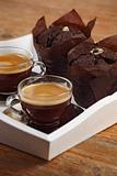 Chocolate muffins and espresso