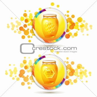 Glass jar with honey