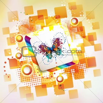 Square background and butterflies