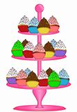 Cupcakes on Three Tier Cake Stand Illustration