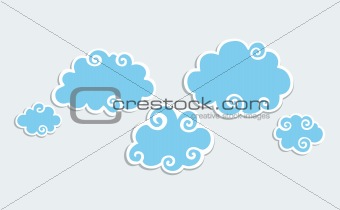 Blue Clouds with White Border