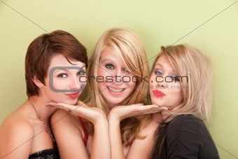Playful teen girls pose for the camera