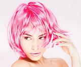 pretty pink hair woman