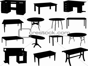 Collection of tables silhouettes