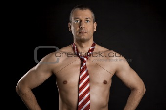 naked man with tie