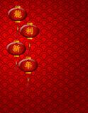 Chinese New Year Lanterns on Scales Pattern Background