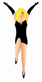 Sexy Blonde Hair Woman with Black Dress Illustration