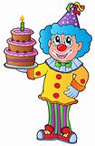 Cartoon clown with cake