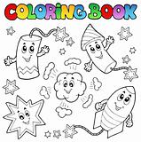 Coloring book fireworks theme 1