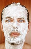 Man with shaving Cream on Face