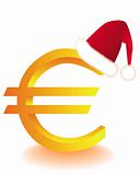  euro symbol in a red hat Santa's
