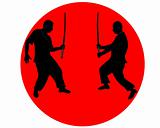 men with Japanese swords in the red circle