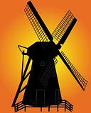 black silhouette of a windmill
