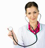 Smiling medical doctor woman with stethoscope