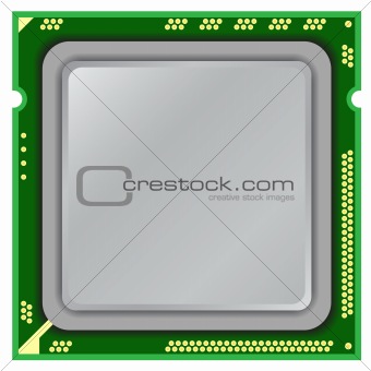 Modern computer processor on a white background.